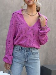 LA Angels Sweter w kolorze fioletowym rozmiar: M. Różowe swetry klasyczne damskie LA Angels, m, bez kołnierzyka. Za 196.24 zł.