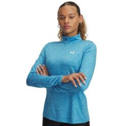 Bluza z zamkiem damska Under Armour UA Tech Twist 1/2 Zip. Niebieskie bluzy sportowe damskie Under Armour, xs, bez wzorów, z materiału, bez ramiączek, długie, bez kaptura. Za 227.49 zł.