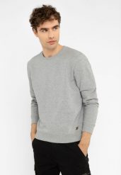 Gładka bluza B-ANDY. Szare bluzy bez kaptura męskie Volcano, m, z bawełny. Za 139.99 zł.