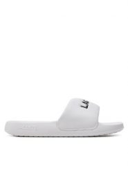 Lacoste Klapki Serve Slide 1.0 747CFA0032 Biały. Białe klapki damskie Lacoste, bez wzorów, z syntetyku, bez obcasa. Za 119.99 zł.