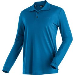 Koszulka polo z długim rękawem Maier Sports Ulrich. Niebieskie koszulki polo męskie Maier Sports, l, bez wzorów, z materiału, bez ramiączek. Za 271.00 zł.