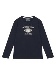 Guess Bluzka L6YI06 K3714 Granatowy Regular Fit. Niebieskie t-shirty chłopięce Guess, z aplikacjami, z bawełny, bez ramiączek. Za 94.99 zł.