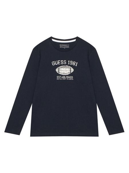 Guess Bluzka L6YI06 K3714 Granatowy Regular Fit. Niebieskie t-shirty chłopięce Guess, z aplikacjami, z bawełny, bez ramiączek. Za 94.99 zł.