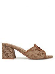 Guess Klapki FLJGEE FAL03 Brązowy. Brązowe klapki damskie Guess, z aplikacjami, ze skóry, bez obcasa. Za 479.50 zł.