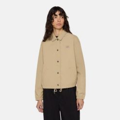 Kurtka DICKIES OAKPORT CROPPED COACH Beżowy. Brązowe kurtki damskie Dickies, bez wzorów, z tkaniny, bez kaptura. Za 314.84 zł.