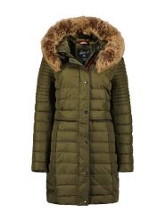 Geographical Norway Płaszcz pikowany "Charlize" w kolorze khaki rozmiar: L. Brązowe płaszcze damskie Geographical Norway, l, z aplikacjami. Za 237.17 zł.