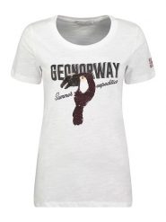 Geographical Norway Koszulka "Jeverything" w kolorze białym rozmiar: L. Białe t-shirty damskie Geographical Norway, l, bez wzorów, z bawełny, bez kołnierzyka. Za 43.88 zł.