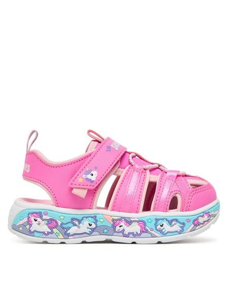 Skechers Sandały Play Scene Splash - Cute Crew 303162N/PKLP Różowy. Czerwone sandały dziewczęce Skechers, ze skóry, bez zapięcia. Za 179.99 zł.