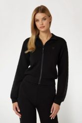 GUESS Czarna bluza damska z lampasami New Allie Scuba. Czarne bluzy bez kaptura damskie Guess, m, z materiału. W wyprzedaży za 217.99 zł.