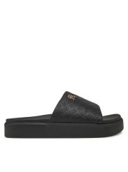 Tommy Hilfiger Klapki Platform Monogram Poolslide FW0FW08526 Czarny. Czarne klapki damskie Tommy Hilfiger, bez wzorów, ze skóry, bez obcasa. Za 219.99 zł.