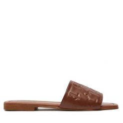 Klapki KARL LAGERFELD. Brązowe klapki damskie Karl Lagerfeld, bez wzorów, bez obcasa. Za 399.99 zł.
