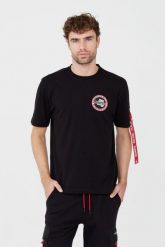 AERONAUTICA MILITARE Czarny t-shirt. Czarne t-shirty męskie AERONAUTICA MILITARE, m, bez wzorów, bez kołnierzyka. W wyprzedaży za 289.99 zł.