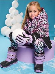 Rękawiczki wodoodporne z polarem i odblaskowym paskiem - fioletowy. Fioletowe rękawiczki dziecięce Sinsay, z polaru, bez ramiączek. Za 29.99 zł.