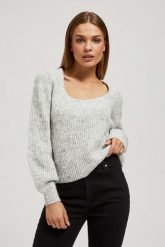 Sweter z dekoltem. Swetry klasyczne damskie MOODO, l, z poliamidu, bez kołnierzyka. W wyprzedaży za 39.99 zł.