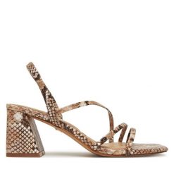 Sandały Aldo. Brązowe sandały damskie Aldo, bez wzorów, bez obcasa, na słupku. Za 229.99 zł.