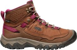 Buty trekkingowe TARGHEE IV MID WP W Keen brązowe bison/czerwone Beaujolais. Brązowe obuwie trekkingowe damskie Keen. Za 708.00 zł.