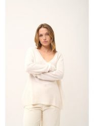 Just Cashmere Kaszmirowy sweter "Opal" w kolorze białym rozmiar: XL. Białe swetry klasyczne damskie Just Cashmere, xl, z kaszmiru, bez kołnierzyka. Za 356.78 zł.
