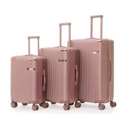 Zestaw walizek BETLEWSKI ZEST BWA-029 3 różowe złoto. Czerwone walizki Betlewski, bez wzorów, z materiału. Za 789.99 zł.