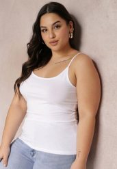 Biały Bawełniany Top na Regulowanych Ramiączkach Resalio. Białe topy damskie Renee, l, bez wzorów, z bawełny, bez kołnierzyka. Za 29.99 zł.