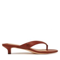 Japonki LAUREN RALPH LAUREN. Brązowe klapki damskie Lauren Ralph Lauren, bez wzorów, bez obcasa. Za 489.99 zł.