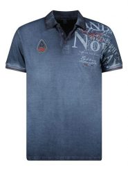 Geographical Norway Koszulka polo "Adventure" w kolorze granatowym rozmiar: 3XL. Niebieskie koszulki polo męskie Geographical Norway, xl, bez wzorów, z bawełny, bez ramiączek. Za 79.21 zł.