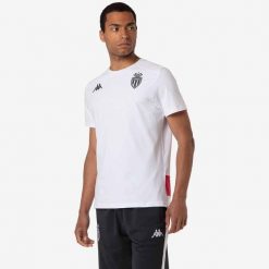 Koszulka AS Monaco Amiryt 2024/25. Białe t-shirty sportowe męskie Kappa, bez ramiączek, do piłki nożnej. W wyprzedaży za 198.50 zł.