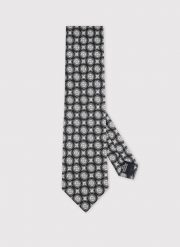 PAKO LORENTE - Czarny krawat w geometryczny wzór. Czarne krawaty i muchy męskie Pako Lorente, bez wzorów, z poliesteru. Za 99.99 zł.