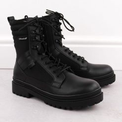 Skórzane wodoodporne trapery męskie czarne Big Star OO174164. Czarne buty zimowe męskie Big Star, z puchu, bez zapięcia. Za 239.99 zł.