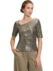 Vera Mont Koszulka w kolorze złotym rozmiar: 40. Żółte t-shirty damskie Vera Mont, bez wzorów, bez kołnierzyka. Za 184.46 zł.