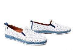 MANITU 840134-05 blau, półbuty damskie. Białe półbuty damskie Manitu, bez wzorów, ze skóry, bez obcasa. Za 237.92 zł.