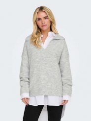 ONLY Sweter w kolorze jasnoszarym rozmiar: M. Szare swetry klasyczne damskie Only, m, ze splotem, bez kołnierzyka. Za 109.78 zł.