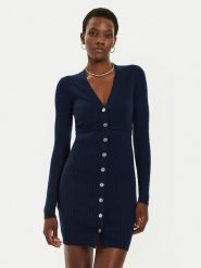 Pinko Sukienka dzianinowa Riserva 104017 A15S Granatowy Regular Fit. Niebieskie sukienki damskie Pinko, l, bez wzorów, z dzianiny, bez kołnierzyka, bez ramiączek. Za 589.99 zł.