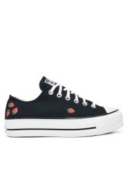 Converse Trampki Chuck Taylor All Star Lift Platform Embroidered Strawberries A14935C Czarny. Czarne trampki i tenisówki damskie Converse, bez wzorów, z materiału. Za 269.99 zł.