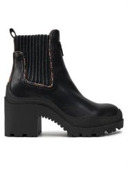 Guess Botki Yvetten FLFYTT ELE10 Czarny. Czarne botki damskie Guess, ze skóry, bez obcasa, na słupku, bez zapięcia. Za 429.99 zł.