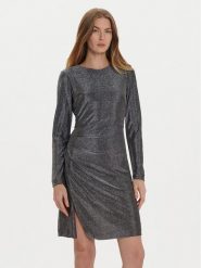 DKNY Sukienka koktajlowa DD4GAA85 Srebrny Regular Fit. Szare sukienki damskie DKNY, bez wzorów, z syntetyku, wizytowe, bez kołnierzyka, bez ramiączek. Za 379.99 zł.