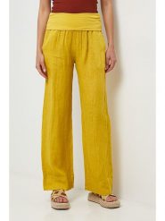 Lin Passion Lniane spodnie w kolorze żółtym rozmiar: 36/38. Żółte spodnie materiałowe damskie Lin Passion, bez wzorów, ze lnu, klasyczne, z standardowym stanem. Za 145.26 zł.