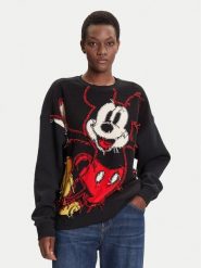 Desigual Bluza Hello Mickey 25WWSK14 Czarny Regular Fit. Czarne bluzy bez kaptura damskie Desigual, s, z bawełny. Za 459.99 zł.