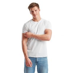Biała koszulka Fruit Of The Loom Iconic 150 T. Białe t-shirty damskie Fruit of the Loom, m, bez wzorów, z bawełny, bez kołnierzyka. Za 124.99 zł.
