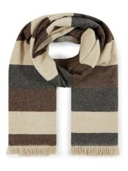 Lanerossi Wełniany szal w kolorze brązowo-beżowym z dodatkiem kaszmiru - 200 x 60 cm rozmiar: onesize. Brązowe szaliki i kominy damskie Lanerossi, bez wzorów, z kaszmiru. Za 261.05 zł.