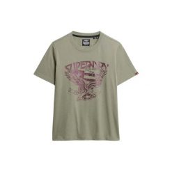 Koszulka damska Superdry American Eagle. Zielone bluzki sportowe damskie Superdry., bez wzorów, z bawełny, bez ramiączek. Za 154.30 zł.