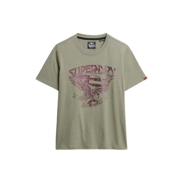 Koszulka damska Superdry American Eagle. Zielone bluzki sportowe damskie Superdry., bez wzorów, z bawełny, bez ramiączek. Za 154.30 zł.