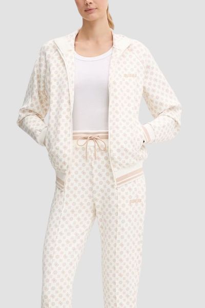 GUESS Kremowa rozpinana bluza damska w monogram Aggie, Rozmiar S. Brązowe bluzy bez kaptura damskie Guess, s. W wyprzedaży za 229.99 zł.