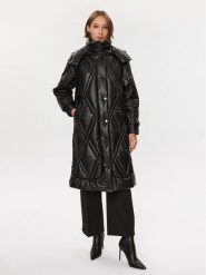 Guess Kurtka przejściowa W3BL30 WFSP0 Czarny Regular Fit. Czarne kurtki damskie Guess, m, z aplikacjami, ze skóry, bez kaptura. Za 429.99 zł.