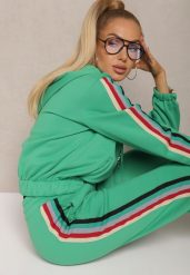 Zielony Komplet Dresowy z Kolorowym Lampasem Bluza z Kapturem i Spodnie Joggery Nevarielles. Zielone bluzy z kapturem damskie Renee, l, z dresówki. Za 99.99 zł.