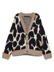 Vero Moda Kardigan w kolorze kremowo-beżowo-czarnym rozmiar: L. Brązowe kardigany damskie Vero Moda, l, bez wzorów, ze splotem. Za 139.95 zł.