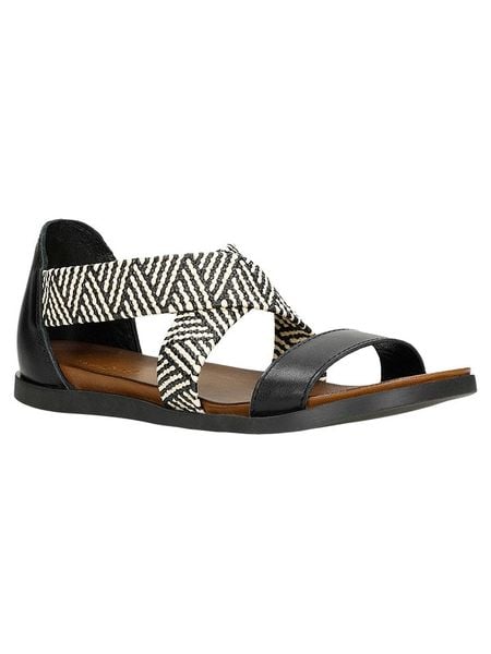 Wojas Sandały w kolorze czarno-białym rozmiar: 39. Białe sandały damskie Wojas, bez wzorów, z materiału, bez obcasa. Za 250.17 zł.