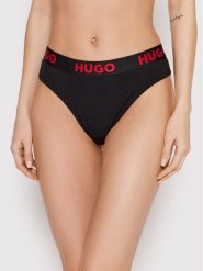 Hugo Stringi Thong Sporty Logo 50469651 Czarny. Czarne stringi damskie Hugo, xs, bez wzorów, z bawełny. Za 69.99 zł.