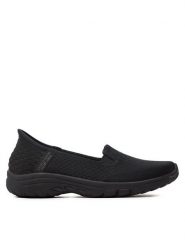 Skechers Półbuty 158698/BBK Czarny. Czarne półbuty damskie Skechers, bez wzorów, z materiału, bez obcasa, na płaskiej podeszwie. Za 299.99 zł.