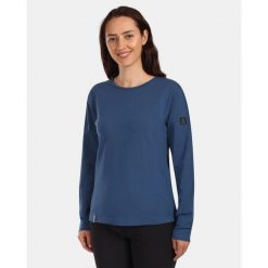 Damska bawełniana koszulka z długim rękawem Kilpi PROMOX-W. Niebieskie t-shirty damskie Kilpi, bez wzorów, z bawełny, bez kołnierzyka. Za 101.89 zł.