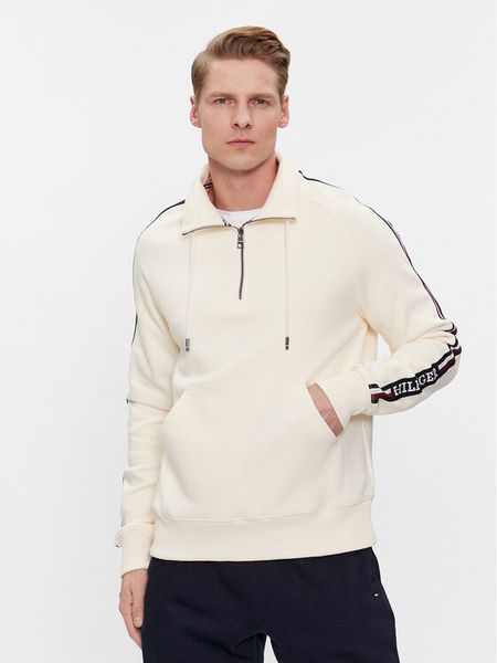 Tommy Hilfiger Bluza Global Stripe MW0MW33661 Beżowy Regular Fit. Brązowe bluzy bez kaptura męskie Tommy Hilfiger, m, z bawełny. Za 399.99 zł.